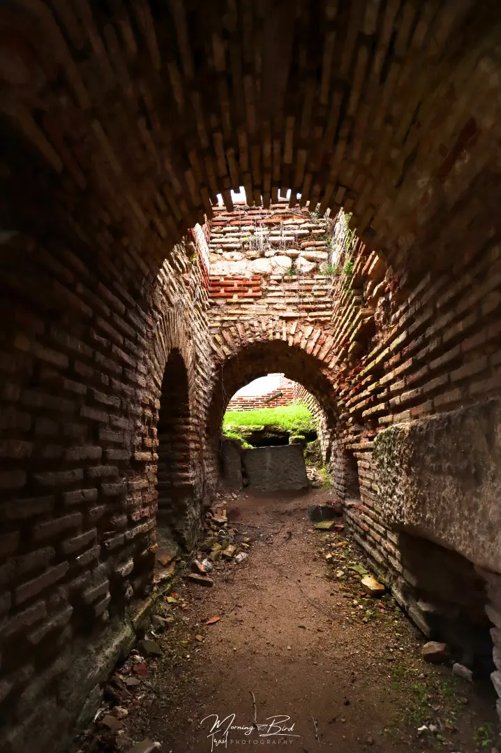rock arch tunnel part of Varna's Roman ruins of the Roman Thermae of Odessos 
