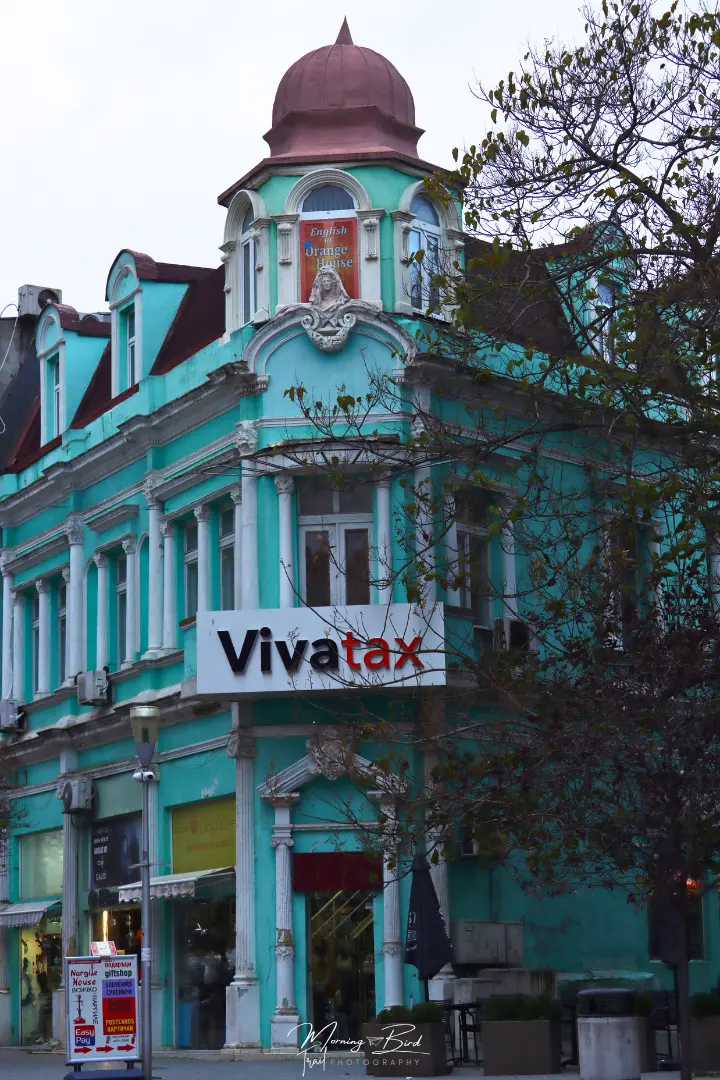 Bright blue house in Varna city centre